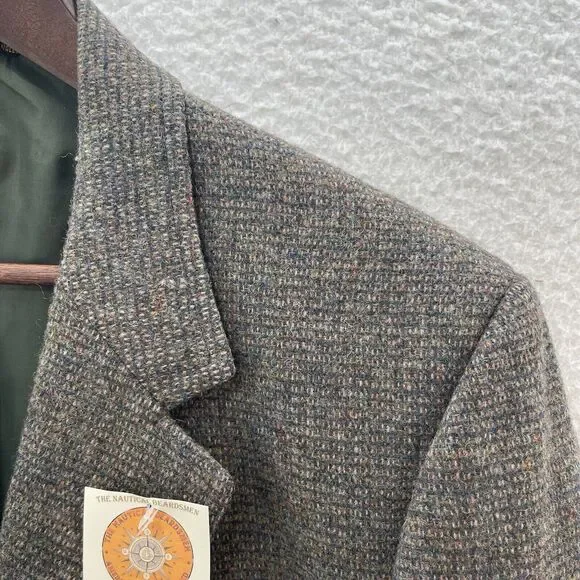 Vintage Kingsridge Tweed Blazer Mens 44R Wool Preppy Academia Leather Button USA - Picture 3 of 12
